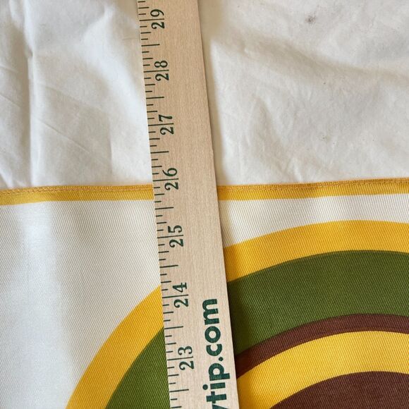 Vtg Ricardo scarf 70s geometric circles square browns, greens - Picture 7 of 7